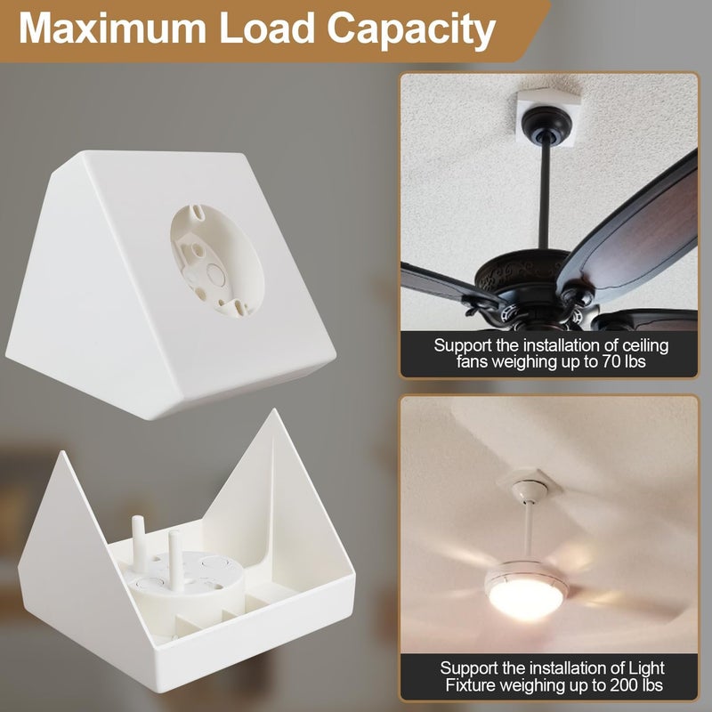 Deridi Ceiling Fan Light Fixture Mounting Box Fan Mounting Bracket FB900 Ceiling Fan Angle Mount for Cathedral Ceiling Angles of 80°and Up (2Pack) - Image 4